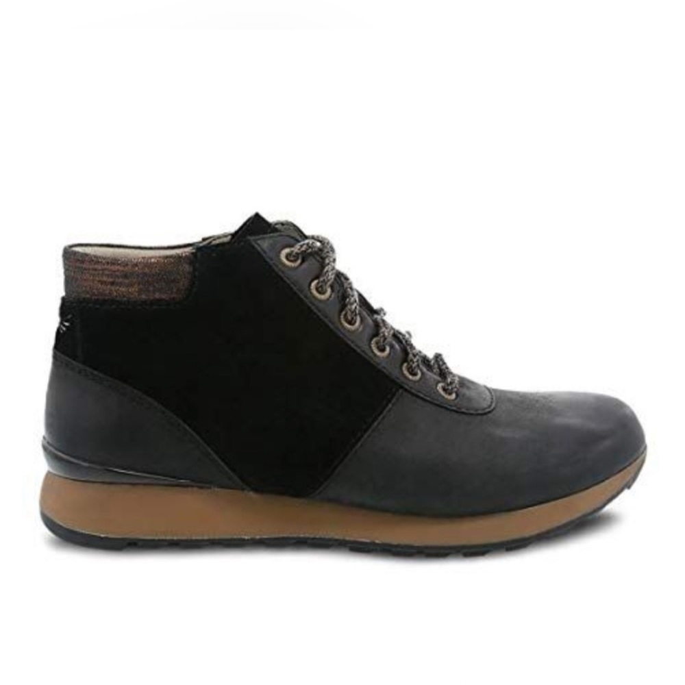 Dansko Ginny Ankle Boot Sneaker Black Burnished Nubuck Leather Suede 37 US 7